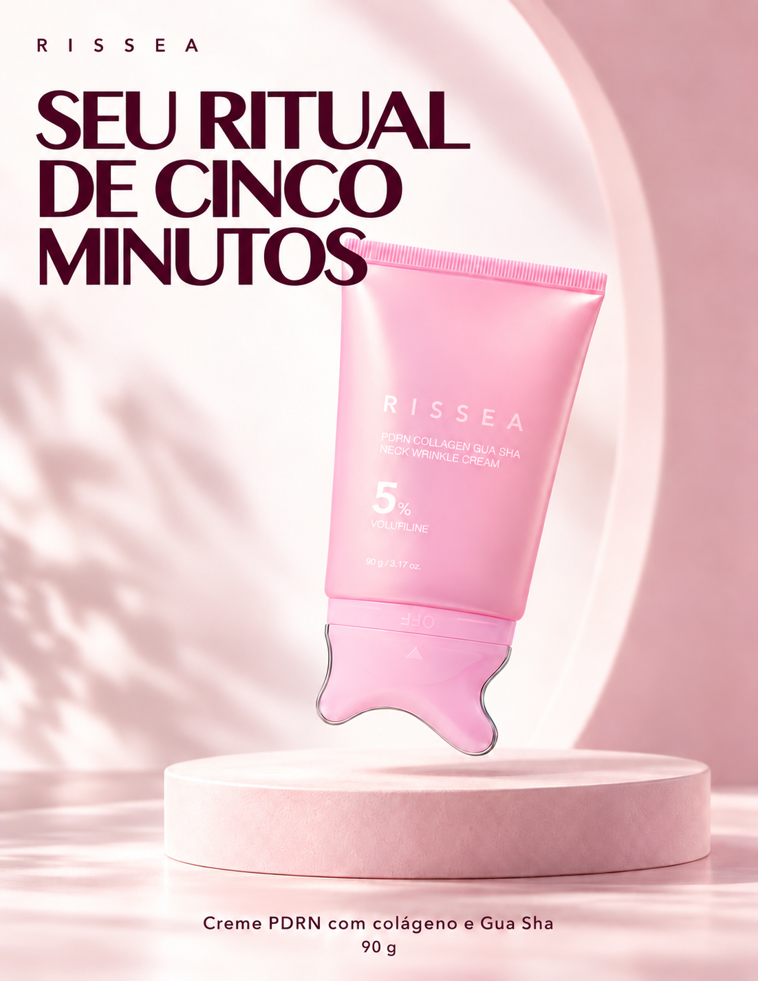 RISSEA: ritual de cinco minutos com creme PDRN, colágeno e aplicador Gua Sha integrado, 90 g