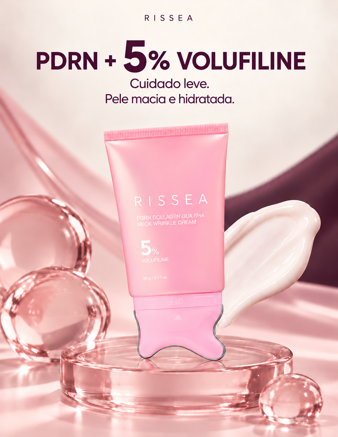 Creme RISSEA com PDRN, 5% de Volufiline e colágeno para cuidado leve e hidratação